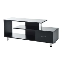 HomCom 60” Media Center Flat Screen TV Stand With Single Drawer Storage - Black(m-4)