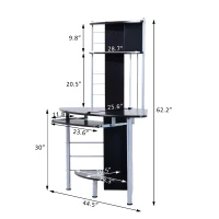 HomCom 45" Arch Tower Corner Computer Desk with Hutch- Walnut(m-4)