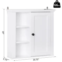 HomCom 21" Wood Wall Mount Bathroom Linen Storage Cabinet - White(m-3)