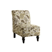 Monarch Transitional Padded Upholstered Fabric Armless Accent Chair - Floral Print(m-1)