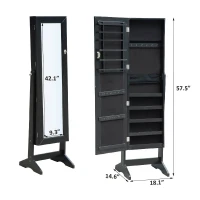 Open Box HomCom Mirrored Jewelry Stand with Feet - Black(m-3)