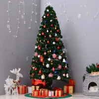 HomCom 6' Artificial Pre-Lit Fiber Optic Holiday Christmas Tree Xmas Decorative Shining Tree with 28 LED Lights(m-2)