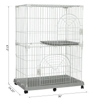 PawHut 48" Steel Wire Vertical Cat Pet Cage - White(m-3)