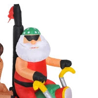 HomCom 6' Christmas Inflatable Santa Claus Reindeer Riding Motorcycle LED Lighted Yard Decoration(m-7)