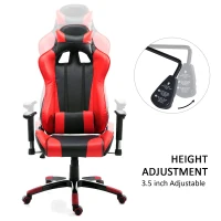 HomCom High Back Racing Style Ergonomic Gaming Chair With Support Pillows - Black / Red(m-5)