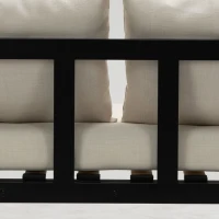 HOMCOM Convertible 3-Position Relaxing Futon Birch Wood Daybed Lounger Sofa Bed Loveseat - Black/Cream White(m-13)