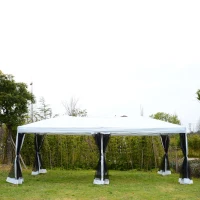 Outsunny 10' x 20' Pop Up Canopy Tent with Netting, Heavy Duty Large Party Tent, Instant Sun Shelter, with Carry Bag, for Backyard Garden Patio, Cream White(m-7)