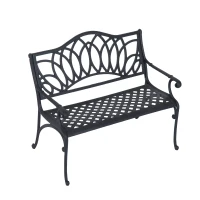 Outsunny 41" Lotus Flower Pattern Decorative Outdoor Garden Bench - Black(m-1)