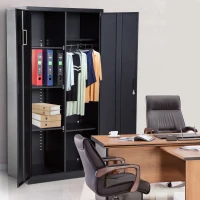 HOMCOM 71" Steel Garage Storage Cabinet Corner Cabinet with Adjustable Shelves Room Bookshelf - Black(m-1)