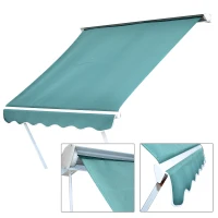 Outsunny 6' Drop Arm Manual Retractable Window Awning - Green(m-3)