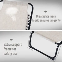Outsunny Folding Beach Chaise Lounge, 4 Adjustable Positions, Cream White, Portable(m-5)