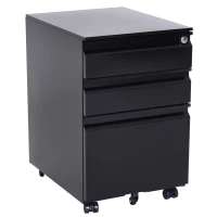 HomCom 24" Steel 3 Drawer Locking File Cabinet on Wheels - Black(m-2)