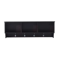HomCom 48" Modern Floating Combination Storage Shelf Cubby Coat Rack - Dark Brown(m-2)