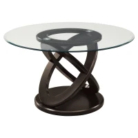 Monarch 48" Round Tempred Glass Top Contemporary Wooden Base Dining Table - Espresso Brown Finish(m-1)