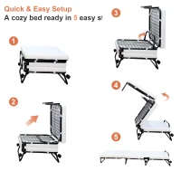 HomCom Twin Size Folding Convertible Sleeper Bed Ottoman with Beige Slipcover(m-4)