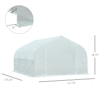 Outsunny 11' x 10' x 7' Outdoor Portable Walk-In Tunnel Greenhouse with Windows - White(m-3)