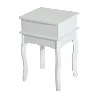 HomCom 24" Wood Living Room End Side Table with Storage Drawer - White(m-6)