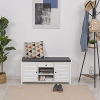 HOMCOM White Shoe Organizer Rack Cabinet with Drawers & Cushion Hallway(m-9)