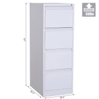 Vinsetto Metal 4 Drawer Vertical Locking Filing Cabinet - White(m-3)