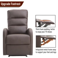 HomCom Modern PU Leather Living Room Manual Recliner Lounger Sofa Chair - Brown(m-8)