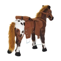 Open Box Qaba Children's Plush Interactive Standing Ride-On Horse Toy with Sound - Dark Brown / White(m-5)