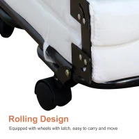 HomCom Twin Size Folding Convertible Sleeper Bed Ottoman with Beige Slipcover(m-6)