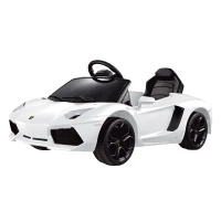 Lamborghini Aventador 6V Kids Electric Ride-On Car with MP3 and Remote Control - White(m-1)