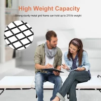 HomCom Twin Size Folding Convertible Sleeper Bed Ottoman with Beige Slipcover(m-8)