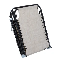 Outsunny Folding Beach Chaise Lounge, 4 Adjustable Positions, Cream White, Portable(m-9)