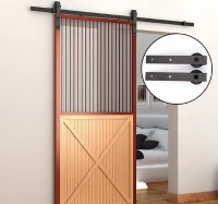 HomCom 6' DIY Interior Single Sliding Barn Door Kit Hardware Set - Black Steel(m-6)