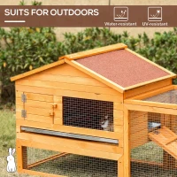 PawHut 62" Large Rabbit Hutch Outdoor Log Cabin Rabbit Cage Small Animal House with Run and Ramp(m-4)