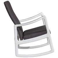 HomCom Modern Wood Rocking Chair Indoor Porch Furniture for Living Room - White / Gray with Cushion(m-6)