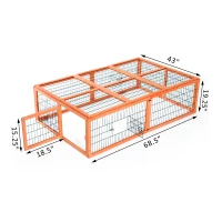 Pawhut 69" Wooden Outdoor Chicken / Rabbit Run(m-4)