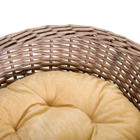 PawHut 24" 3 Tier Round Rattan Wicker Elevated Cat Bed Condo with Cushions(m-10)