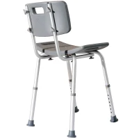 HomCom Adjustable Medical Bathtub Safety Stool Bench Shower Seat Chair - Gray(m-3)