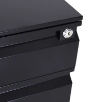 HomCom 24" Steel 3 Drawer Locking File Cabinet on Wheels - Black(m-9)