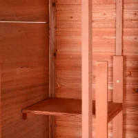 Outsunny Solid Pine Wood Lockable 4-Door Storage Shed with Shelving for Your Backyard Garden Organization Needs(m-7)