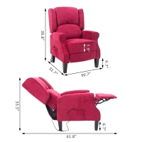 HomCom Artificial Suede Heated Back Massage Recliner Chair - Red(m-3)