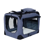 Pawhut 32" Soft Sided Folding Crate Pet Carrier - Gray(m-1)