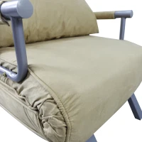 HomCom Single Person Folding 5 Position Steel Convertible Sleeper Bed Sofa Chair- Cream White(m-12)