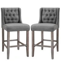 HomCom 40" Tufted Counter Height Bar Stool Dining Chair Set of 2 - Grey(m-2)