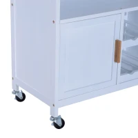 HomCom 30" Kitchen Island Rolling Cart With 6 Bottle Fancy Wine Rack Stemware Storage(m-8)