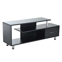 HomCom 60” Media Center Flat Screen TV Stand With Single Drawer Storage - Black(m-1)