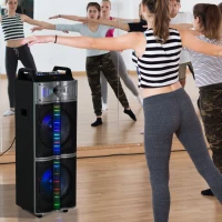 HomCom 37" Portable Remote Control Indoor Outdoor Bluetooth Capable Dual Speaker Stereo with Wheels(m-5)