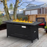 Outsunny 57" Black Bronzed Aluminum Rectangular Patio Gas Fire Pit with Table Lid(m-2)