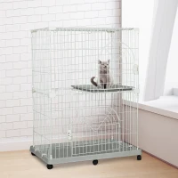 PawHut 48" Steel Wire Vertical Cat Pet Cage - White(m-1)