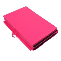 Soozier 10' x 4' x 2" PU Leather Folding Gymnastics Tumbling / Martial Arts Mat with Handles - Pink(m-8)