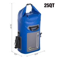 Outsunny 25 Quart Capacity Soft Sided Waterproof Insulated Backpack Cooler Bag - Blue(m-8)