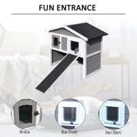 PawHut Solid Wood Cat Condo - Natural Water-Proof Outdoor 2-Floor Pet Shelter(m-5)