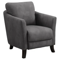 Monarch Plush Transitional Style Farmhouse Accent Armchair - Grey Microfiber(m-1)